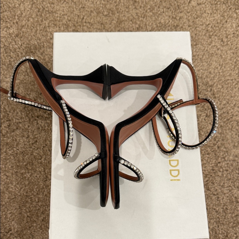 Amina Muaddi Crystal-Embellished Sandals – Size EU 37 - Picture 8 of 14